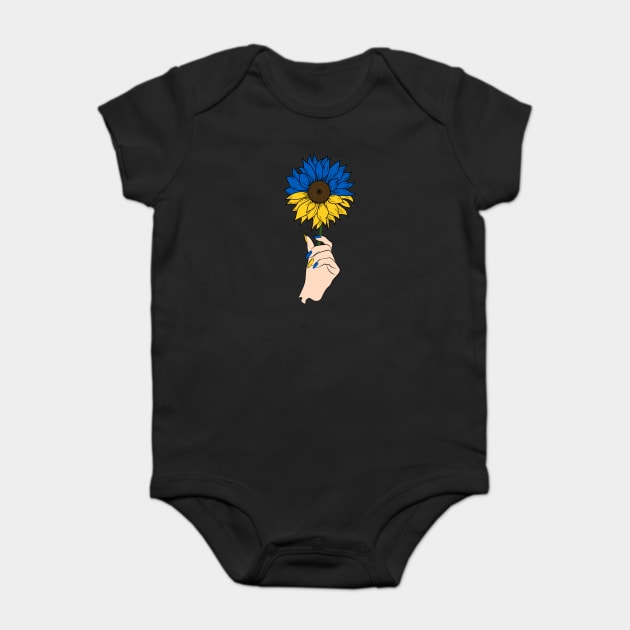 Ukraine Flag Sunflower Vintage Ukrainian Support Stand With Ukraine Baby Bodysuit by Tshirtiz